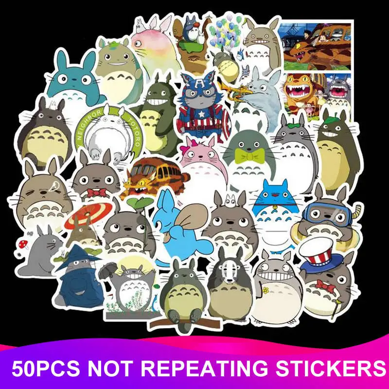 TOTORO 50pcs 50 шт./упак. мультфильм наклейки Тоторо Kawaii водонепроницаемый чемодан для скейтборда Мото Телефон наклейки для ноутбука милые дети награда классическая игрушка - Цвет: TOTORO 50pcs