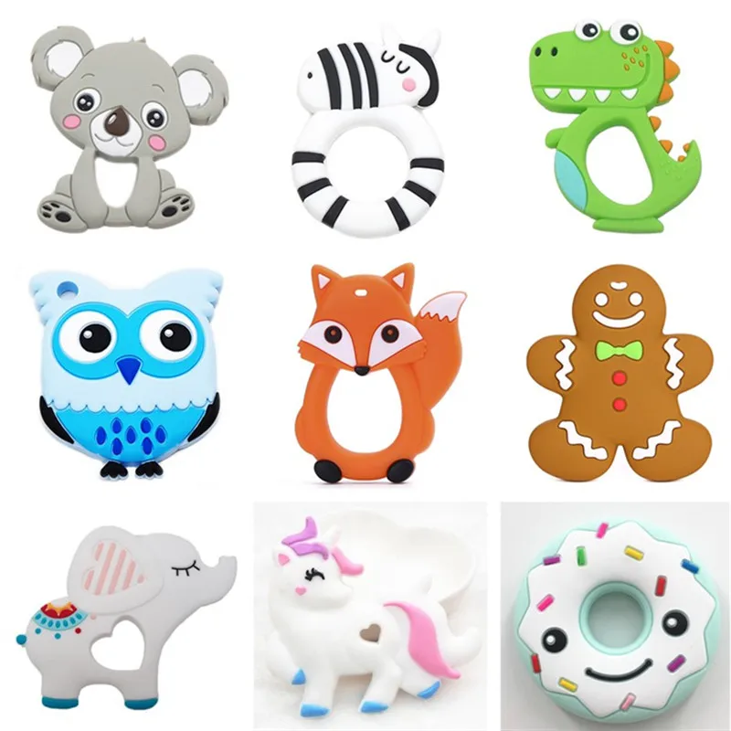 Mordedor de Silicone Jóias de Enfermagem Chengkai Peças Silicone Elefante Unicórnio Dinossauro Mordedor Diy Chupeta Manequim Brinquedo Presente 10
