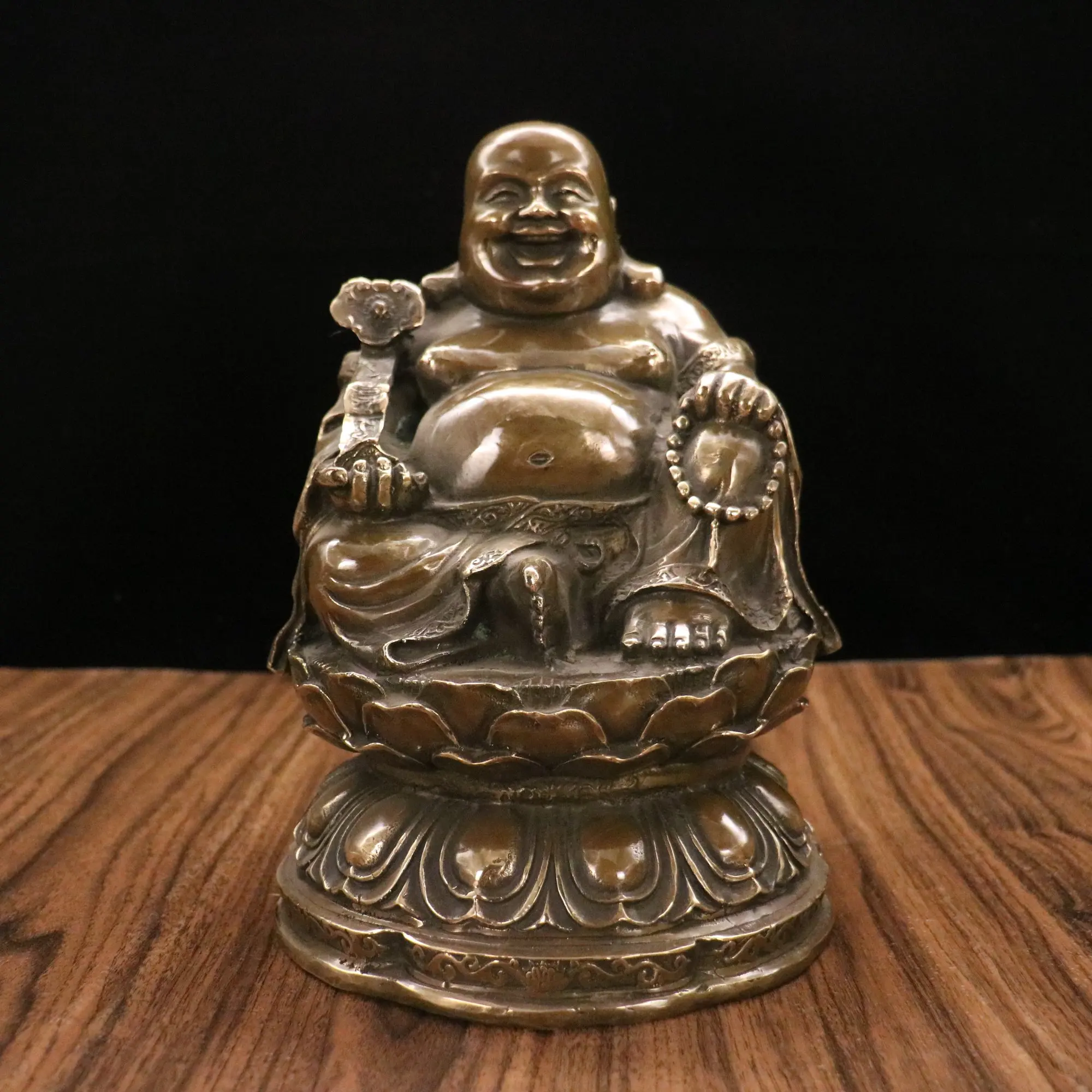 Китайская народная коллекция 10 дюймов старое Латунное искусственное патина