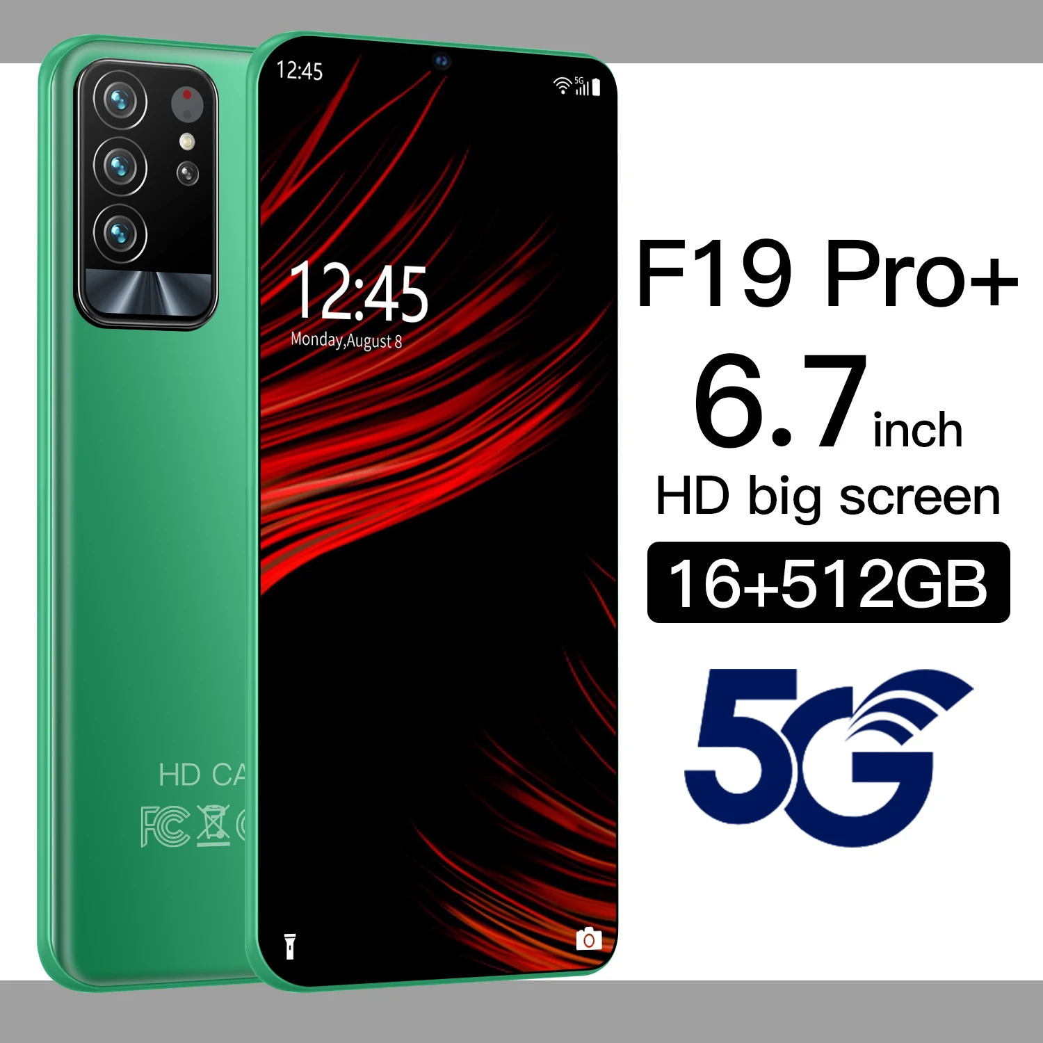 

Global Version F19 Pro+ Smartphones 6.7Inch 6000mAh 5G Mobile Phones 16+512GB 24MP +48MP HD Camera Android10 Dual SIM Cellphones