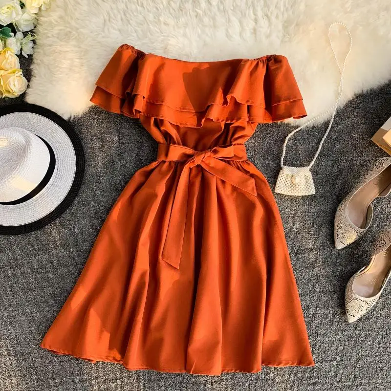 Женское Короткое платье без бретелек Neploe однотонное летнее с воротником