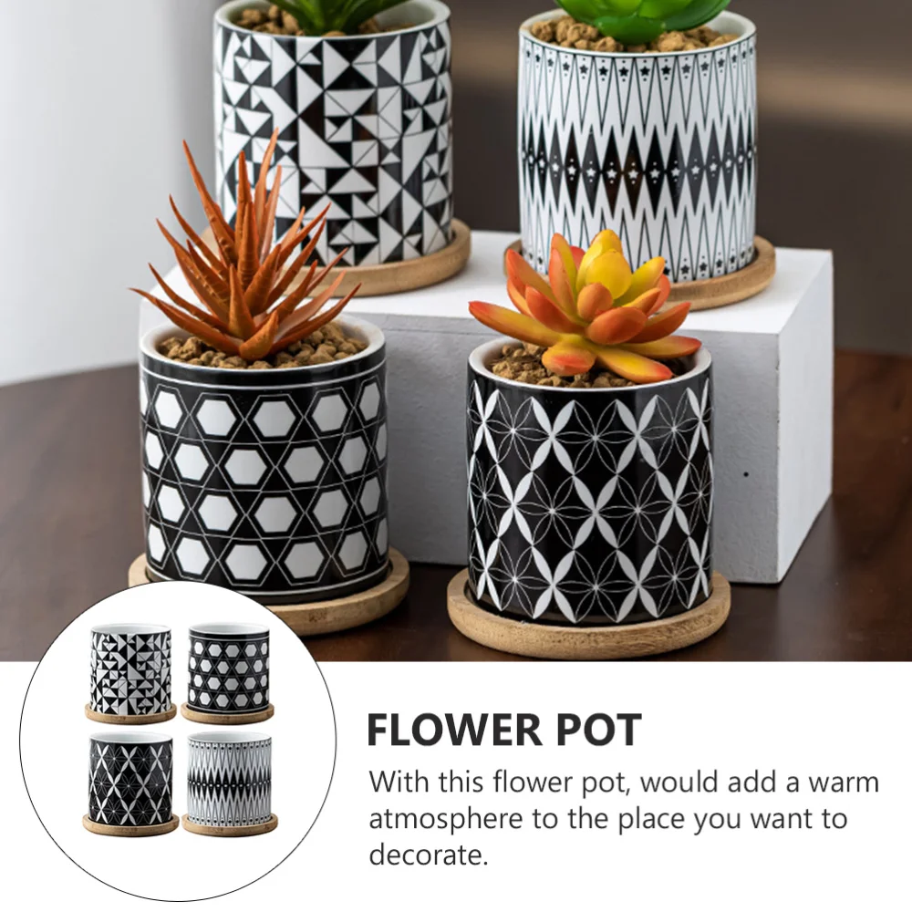 

4 Sets Creative Flowerpot Ceramic Flowerpot Desktop Flowerpots Desktop Garniture
