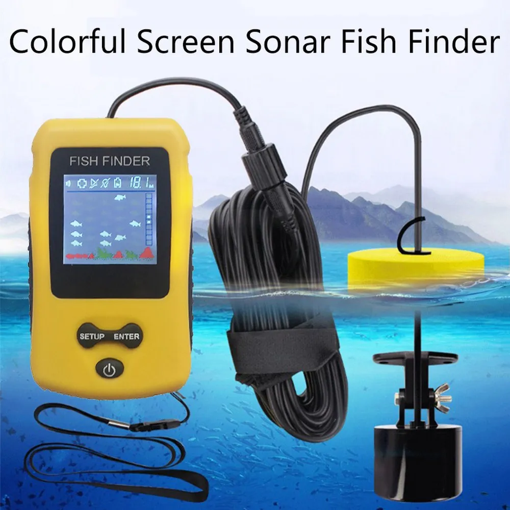 100M Fish Finder Smart Portable Sonar LCD Finder Fish Finders Fish Lure Echosounder Fishing Sensor Depth Echo Transducer Alarm