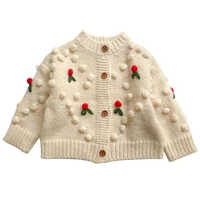 dfxd 2020 autumn winter girls cardigan sweaters 100 cotton long sleeve cherry buttons knitted tops for 1 7yrs children clothes