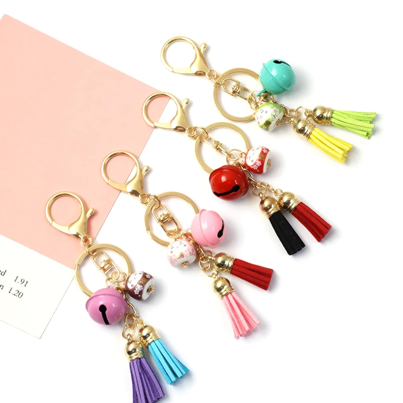 Японский творческий Lucky Cat кольцо для ключей кисточки конфетных цветов модные