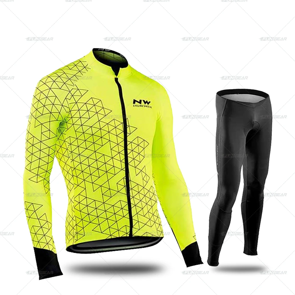 NORMAL SET Ropa Ciclismo Invierno зимняя велосипедная одежда, Майки для велоспорта, комплект Northwave, теплая флисовая одежда с длинным рукавом для MTB, Мужская одежда, Майо - Цвет: NORMAL SET