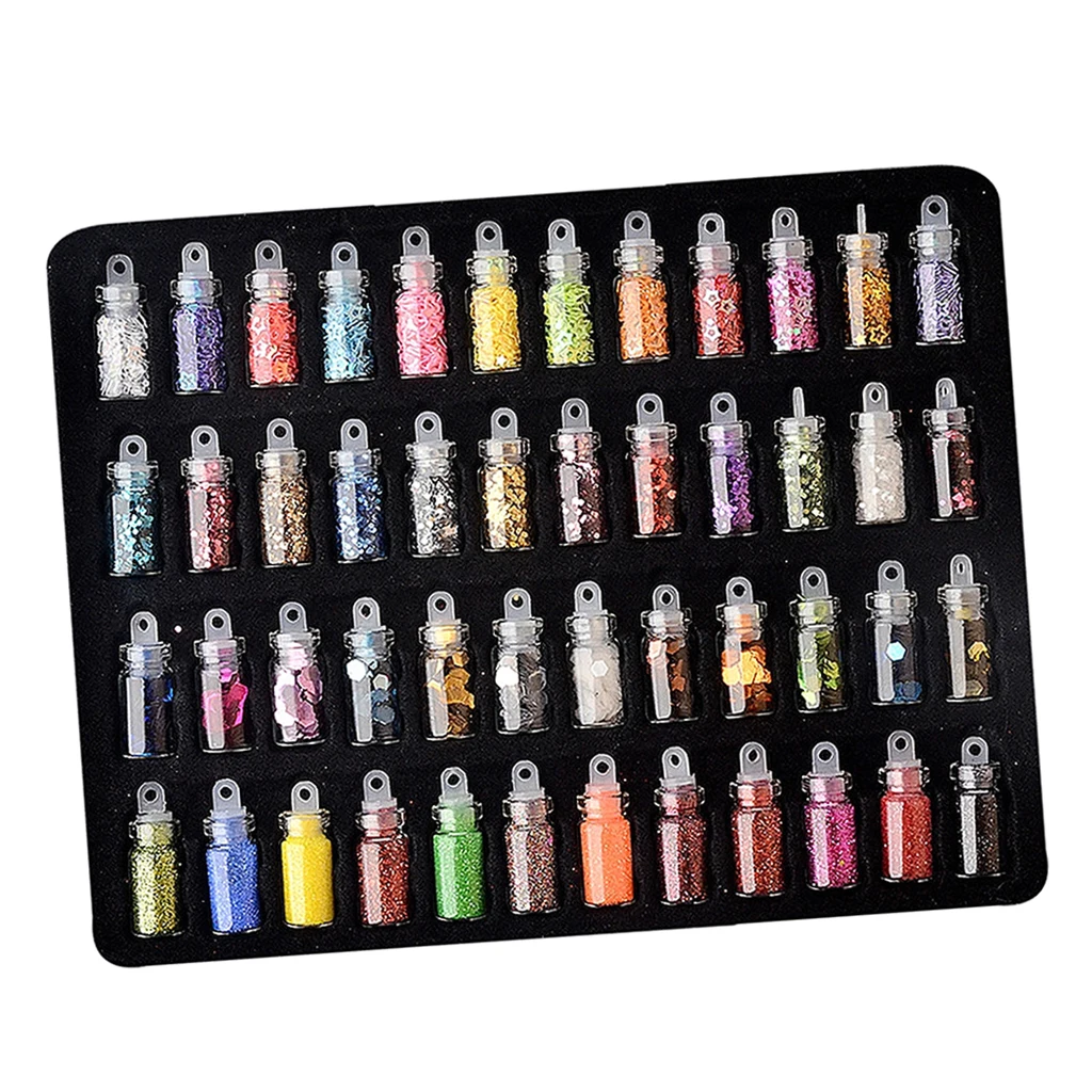 

3D Nails Stickers Decoration Nail Art Charms Sequins Set DIY Salon Home 48pc