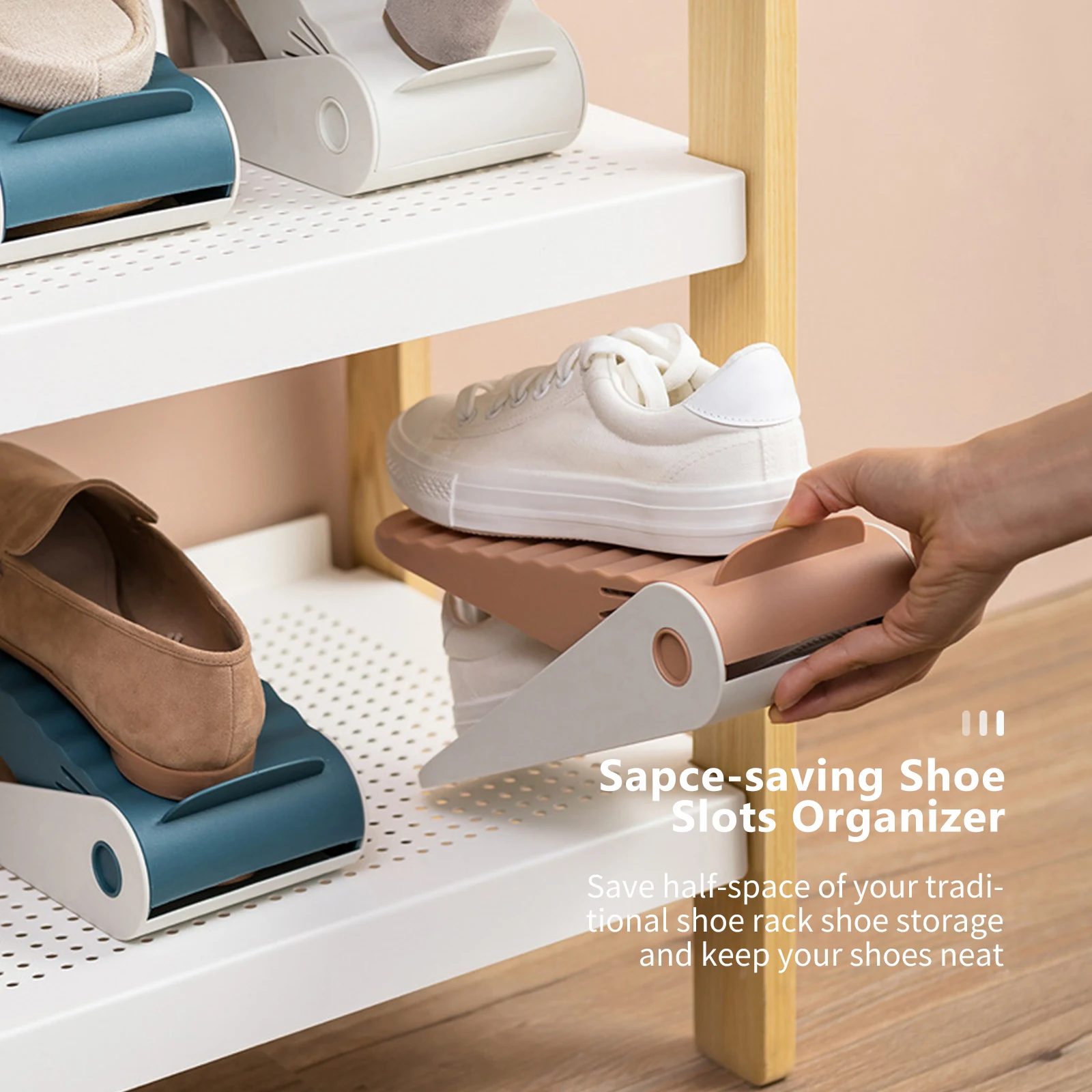 

Durable Adjustable Shoe Organizer Footwear Support Slot Space Saving Cabinet Closet Stand Shoes Storage Rack Shoebox
