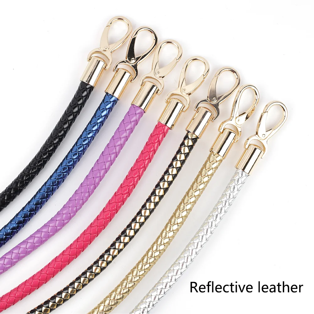 2pcs PU Leather Braided Rope Handles for Handbag Shoulder Bag Strap Handmade Bag DIY Accessories Alloy Metal Hook Buckle KZ0346
