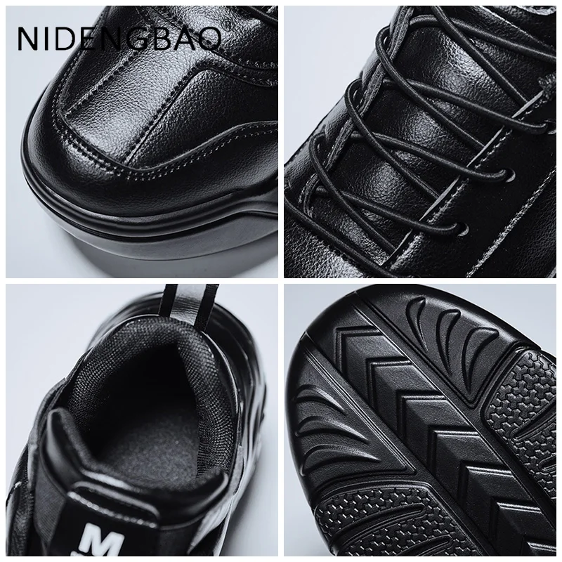 Men Sneakers Autumn 2021 PU Leather Trendy Male Lace Up Platform Running Sports Shoes Casual Walking Footwear Zapatillas Hombre