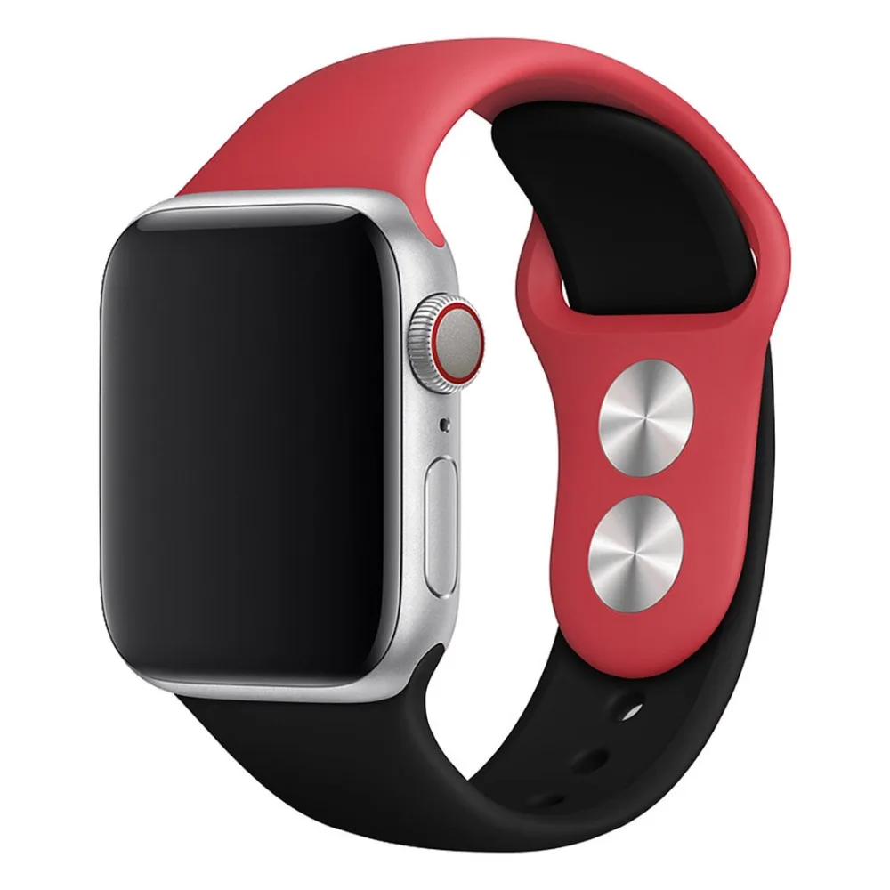 Цветной мягкий силиконовый ремешок для Apple Watch Series 5/4/3/2/1 двухцветный 38 40 мм iWatch
