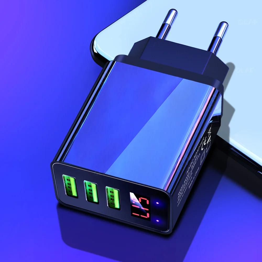 OLAF 3 порта USB зарядное устройство ЕС США штекер светодиодный дисплей 3.1A Быстрая зарядка мобильный телефон Смарт зарядное устройство для iphone samsung Xiaomi планшет
