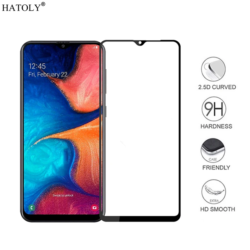 2 piezas de vidrio para Samsung Galaxy A10E vidrio Protector de pantalla de tel&eacute;fono de cobertura completa de pegamento de vidrio templado para Samsung A10E <-1