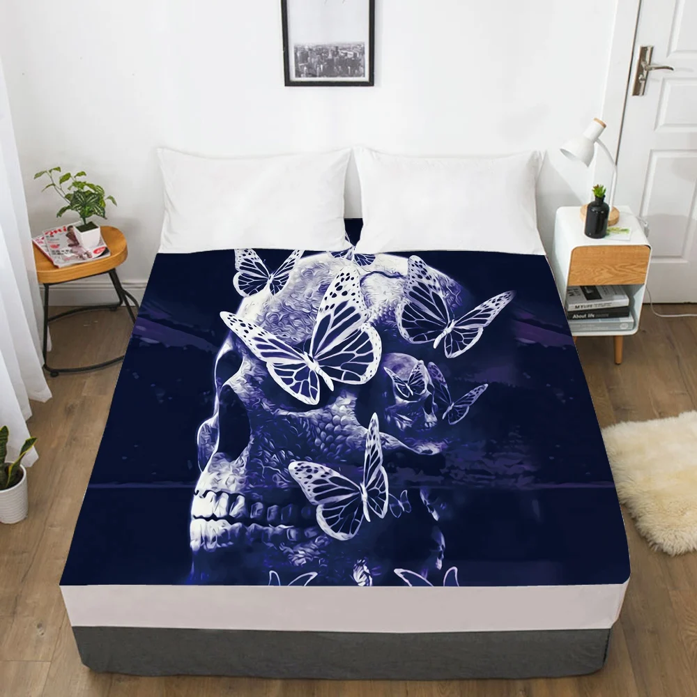 

Elastic fitted sheet bed sheet With An Elastic Band 160x200/180/200/150x200 Mattress Cover Bed cover 1pc Skull Deadpool purple