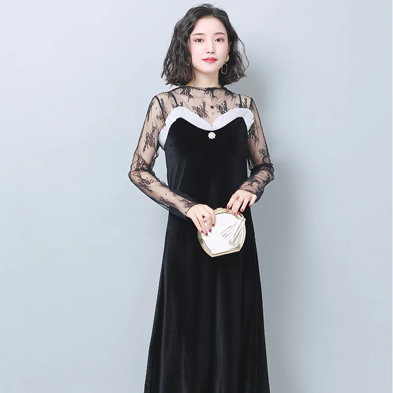 OllyMurs 2019 New Women Velour Dress Vintage Spaghetti Strap Long Dresses Sleeveless Black Maxi Vestidos Ladies Sexy Sundress | Женская