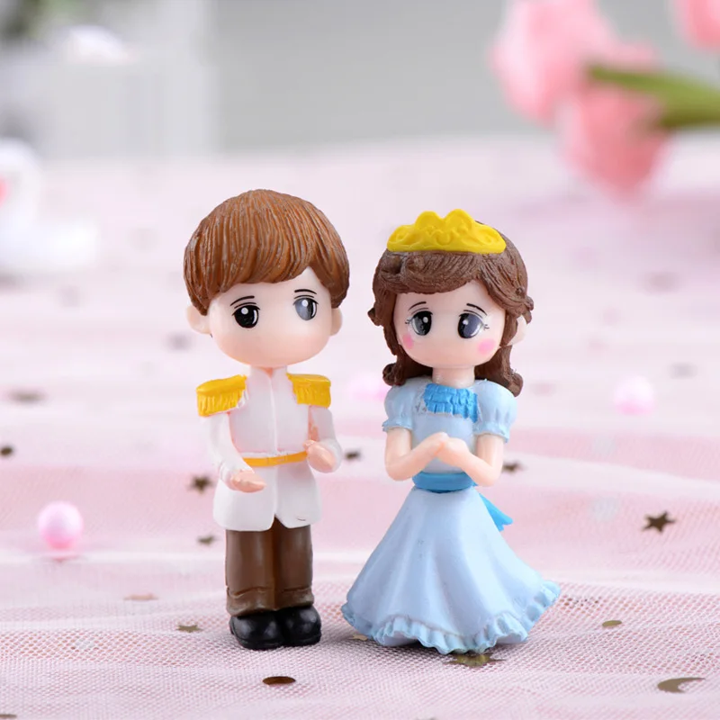 Kawaii Cute Little Princess Prince Cartoon Couple Figurines Miniatures Fairy Garden Ornament DIY Decoration Crafts Home Decor | Дом и сад