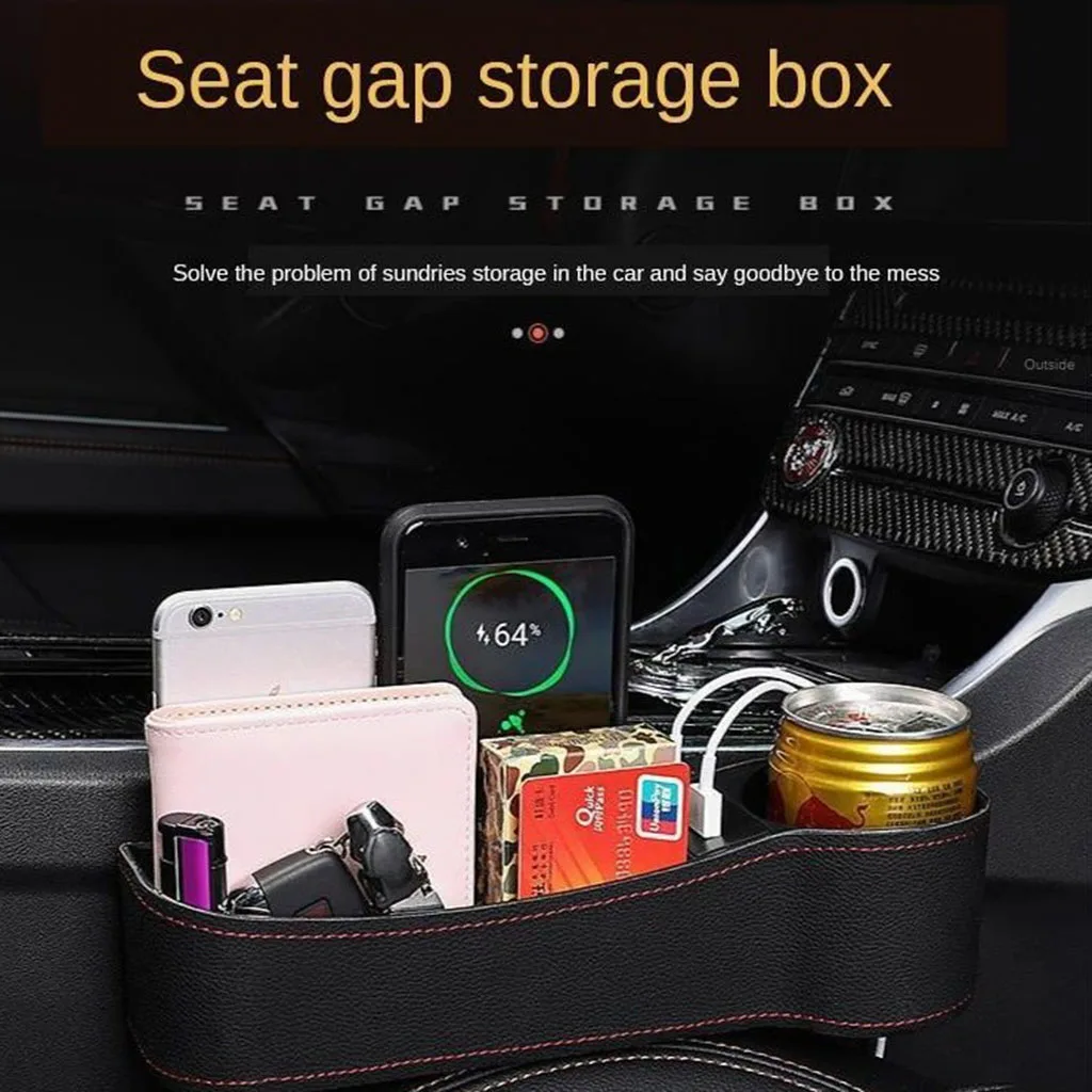 

Car Seat Gap Catcher Filler Storage Box Side Pocket Organizer Holder Black B