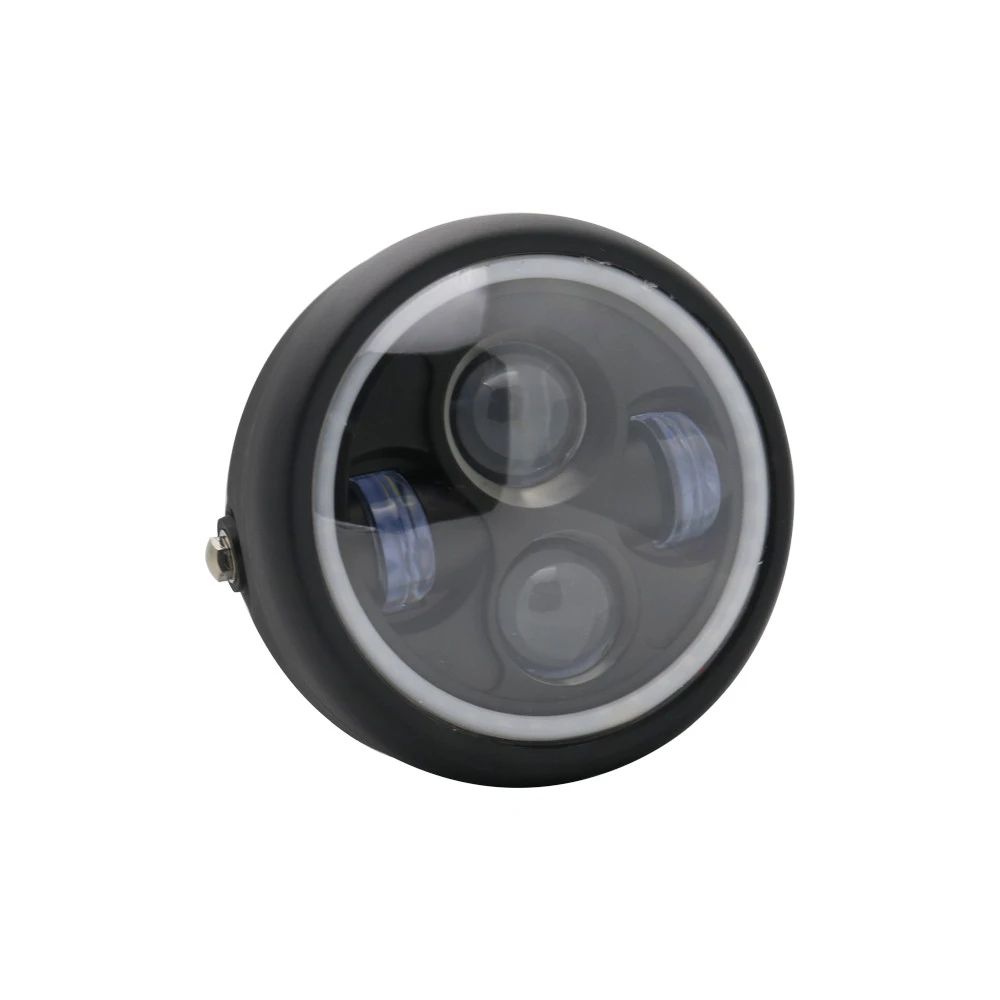 6 5 &quotсветодиодный фонарь для мотоцикла черный hi/low beam налобный с DRL Halo Angel Ring Для