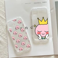 cartoon pink friends apeach phone case for iphone 13 11 12 pro max 7 8 plus x xs max xr se 2020 silicone transparent cover