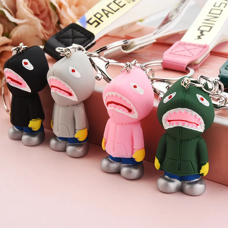 Милый мультяшный модный эпоксидный брелок для ключей с акулой крутая парная