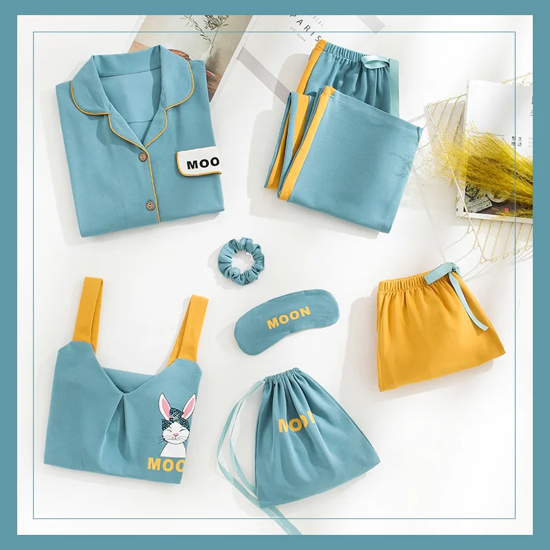 Пижамные комплекты JRMISSLI пижамы 7 шт./компл. ночная рубашка хлопковая одежда для