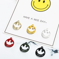 cute micro smiling face round color alloy pendant diy handmade jewelry ear ring ear nail accessories material