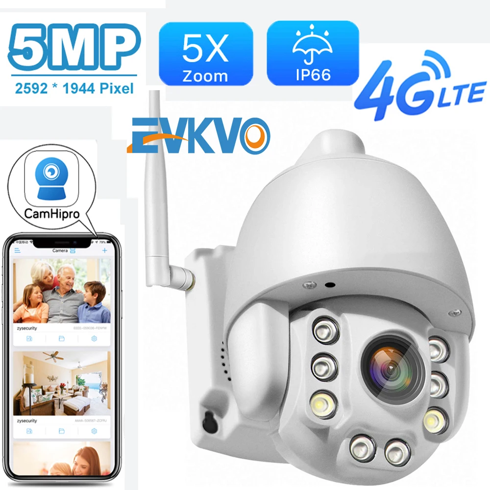 IP камера видеонаблюдения EVKVO 3G 4G Sim карта беспроводная PTZ 5 МП HD|Камеры