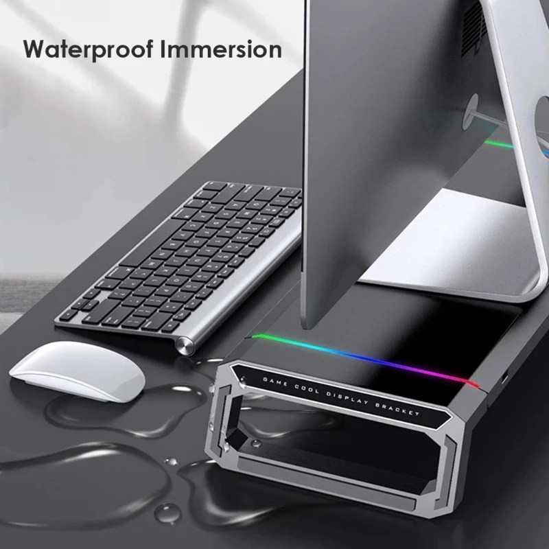 

T1 Universal Monitor Stand Riser RGB Support with 4 USB3.0 Charging Desk Organizer Holder Bracket for Laptop Computer 20CB