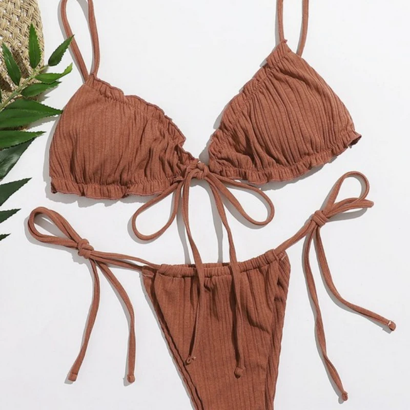 

Sexy Women's Bikini Set Micro Swimwear Bandage Solid Two-piece Set Bikini Swimming Beachwear Sexy Bikini Women's Swimsuit