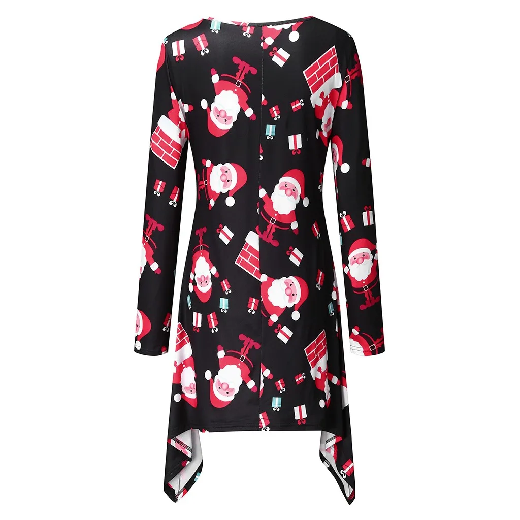 Новое поступление 2020 женское платье с круглым вырезом рождественское принтом