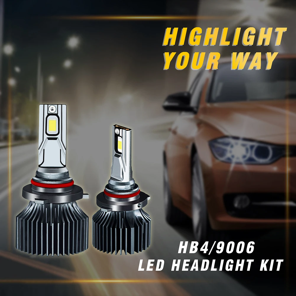 

2PCS 6000K Car LED Bulb 9005/9006/H10 H1 H4 H7 H8 Waterproof Double-Side Headlight Bulb 8000LM High Brightness Light Accessories