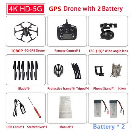 Black L100 gps дистанционного Управление Дрон 6-ось 5G гексакоптера с широким углом обзора, Wi-Fi, Камера Радиоуправляемая модель с 720P 1080 широкоугольный Камера - Color: Black
