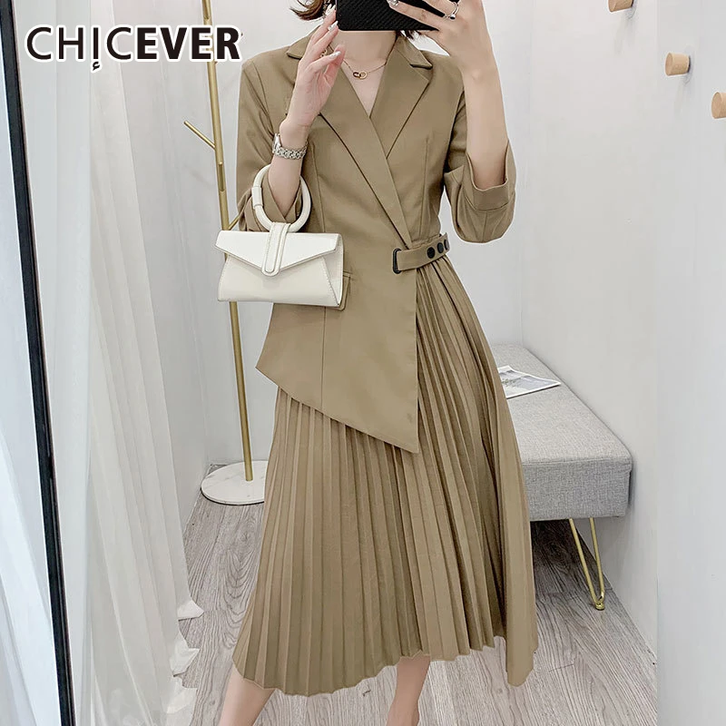 CHICEVER асимметричное платье для женщин с длинным рукавом большие размеры