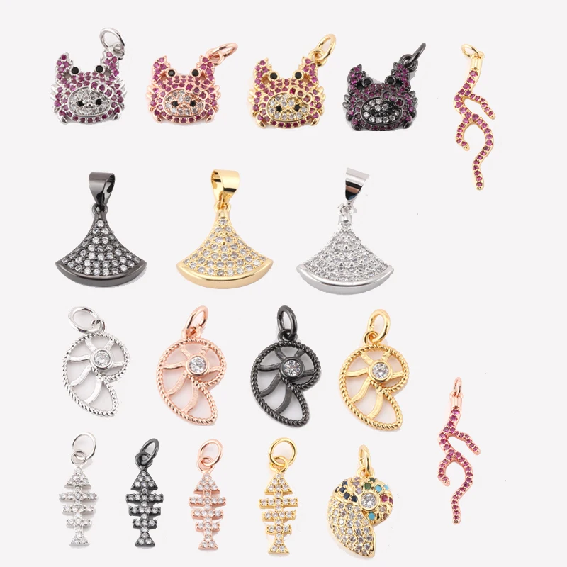 

Charm Charms for Jewelry Making Supplies Gold Fish Animals Pendant Diy Earring Bracelet Necklace Copper Zircon Accessories