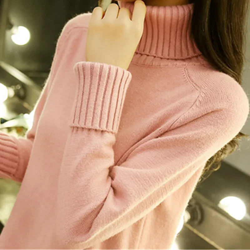 Женский свитер с высоким воротником Свободный вязаный плотная теплая верхняя