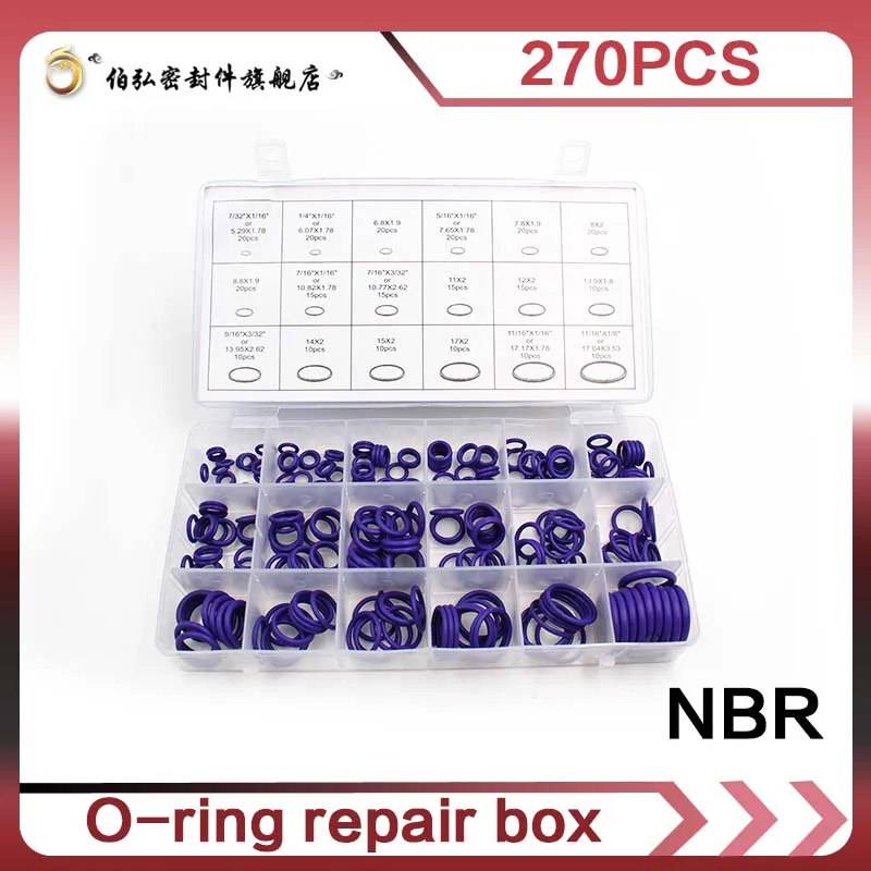 

Nitrile Rubber 270pcs O Rings NBR Sealing O-rings Washer Rubber 18 Sizes Wear-resistant waterproof and oil resistant O Ring Seal