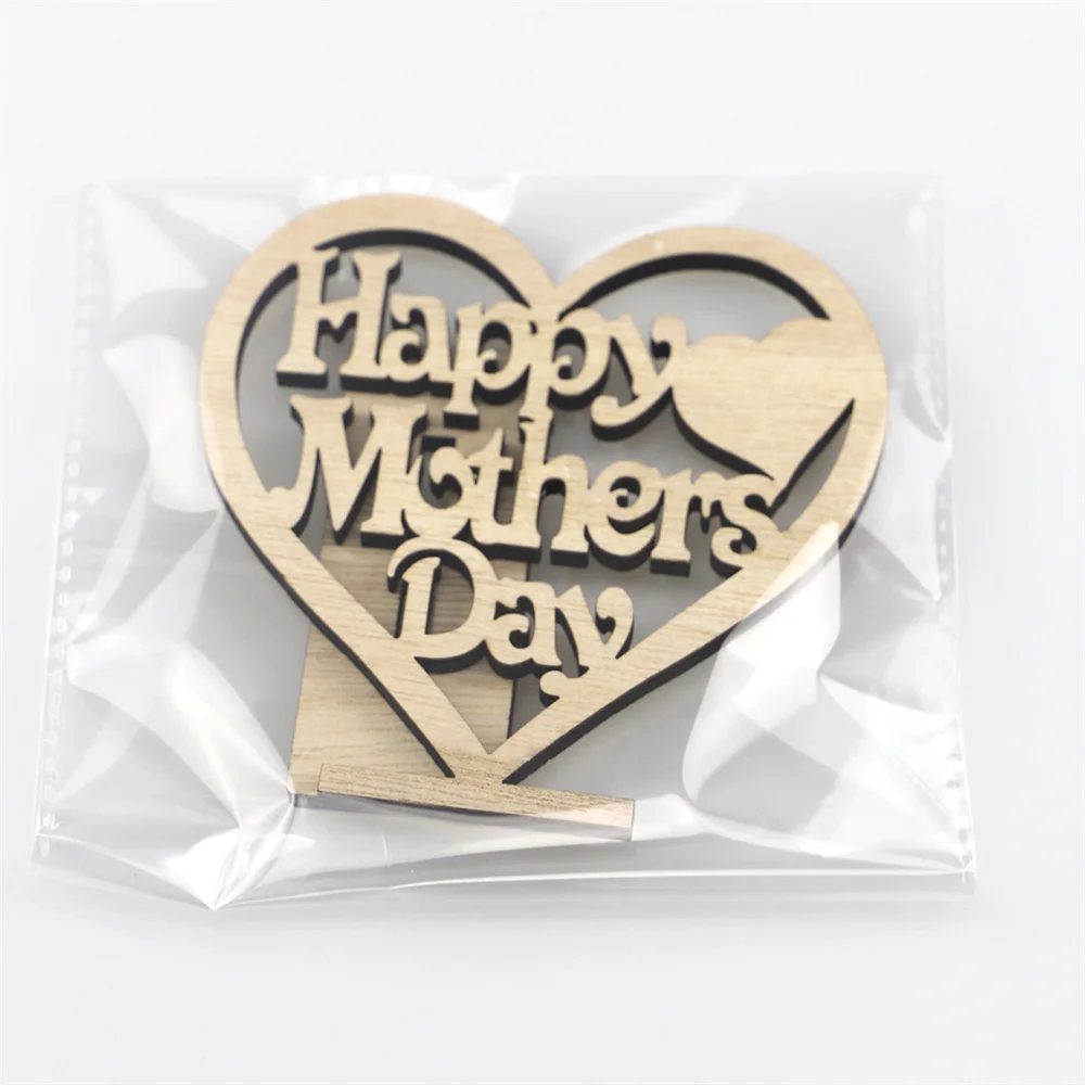 

Happy Mothers Day Giftwooden Heart-shaped Hollow Ornament Woodblock Craft Heart Plaque Freestanding Oak Love Home Decoration