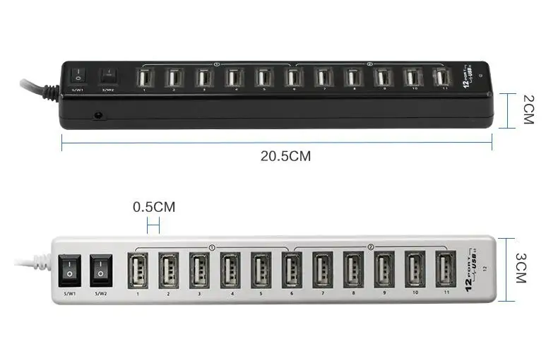 

BEESCLOVER 12 Ports USB Hub USB 2.0 Hub Multi USB Splitter Switch for Macbook Air Laptop PC