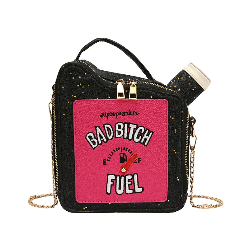 Fashion Fun Embroidery Letters Gasoline Bottle Shape Women Chain Purse Handbag Shoulder Bag Ladies Mesenger Clutch Totes | Багаж и сумки