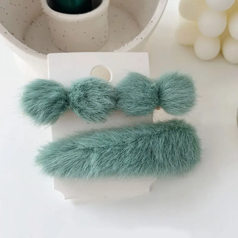 2 шт./компл. искусственный меховой помпон заколки для волос в форме капли воды Для