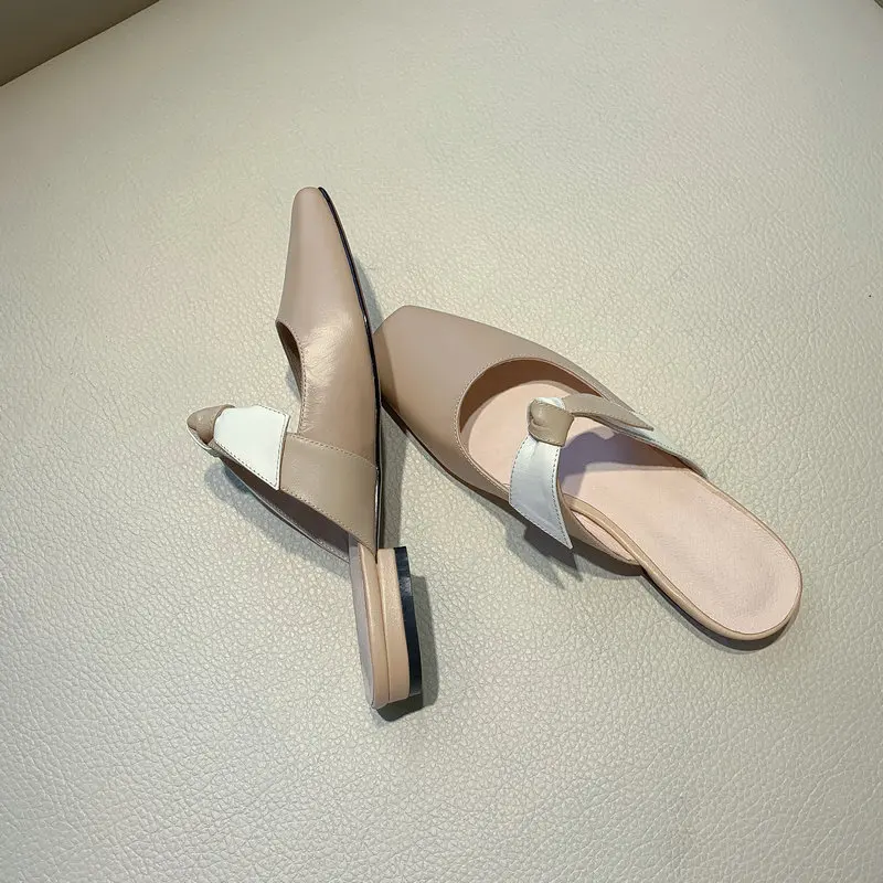 

Genuine Leather Sandals for Woman Sexy Low Heels Shoes Black Casual Concise Summer New Shoes Woman