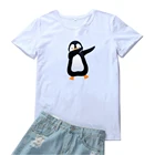 Футболка с принтом танцующего пингвина для женщин, милая забавная женская рубашка с круглым вырезом, Милая женская футболка с мультяшными животными, топы