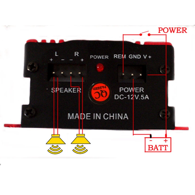 TiOODRE DC12V мини Hi Fi 12 В 500 Вт 2 канальный стерео аудио усилитель для автомобиля