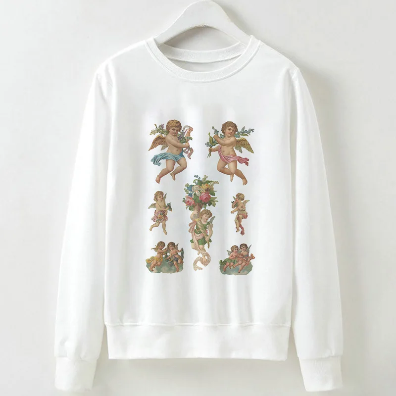 Японская кавайная Женская толстовка в стиле Харадзюку с принтом ангела хип-хоп