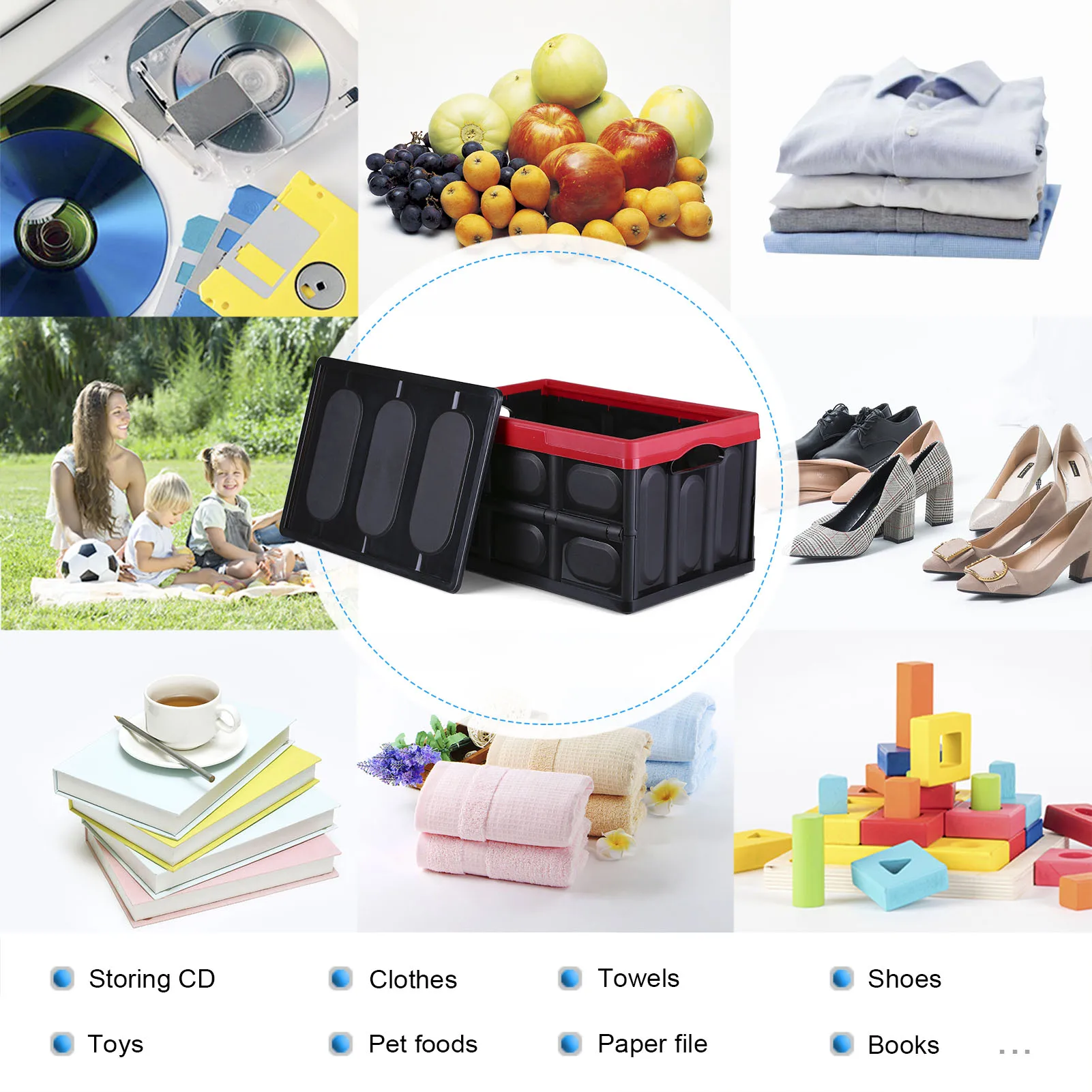 

Multifunctional Storage Box Folding Crate Collapsible Containing Box Stackable Storage Bin Foldable Plastic Box Laundry Basket