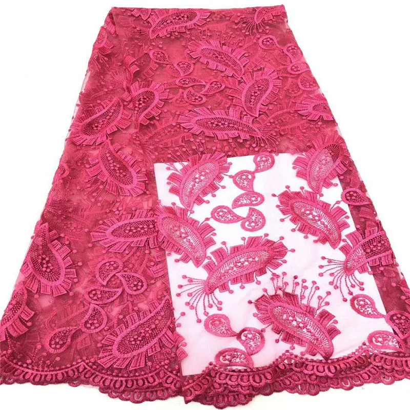 

Madison Luxury Red Sequins Lace Fabric Top Selling African French Tulle Mesh Lace Fabrics with Sequins Embroidery Net Lace