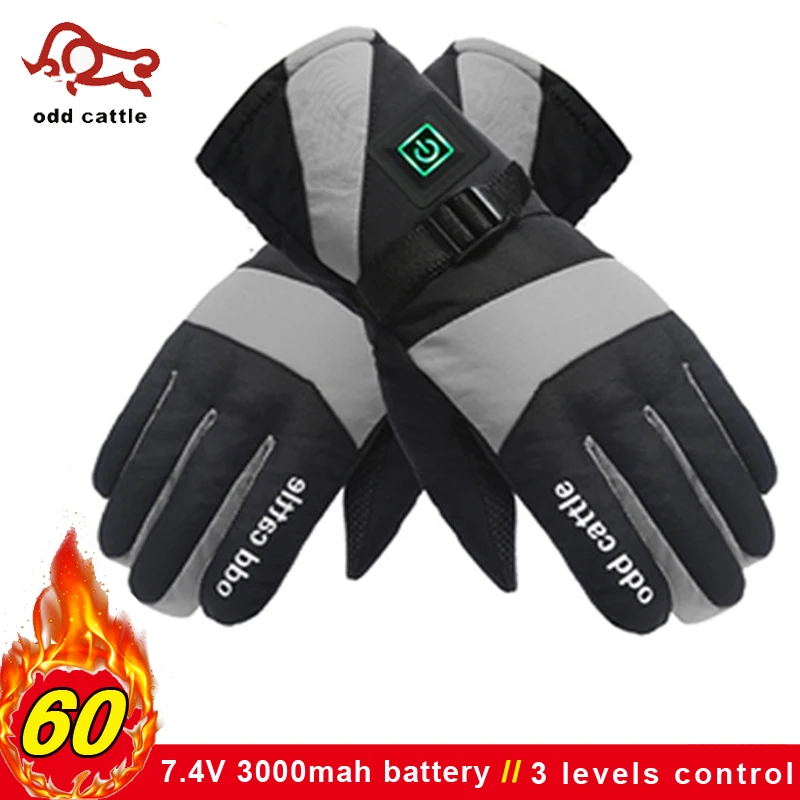 Зимние теплые электрические перчатки для рук 7 4 В с перезаряжаемым аккумулятором