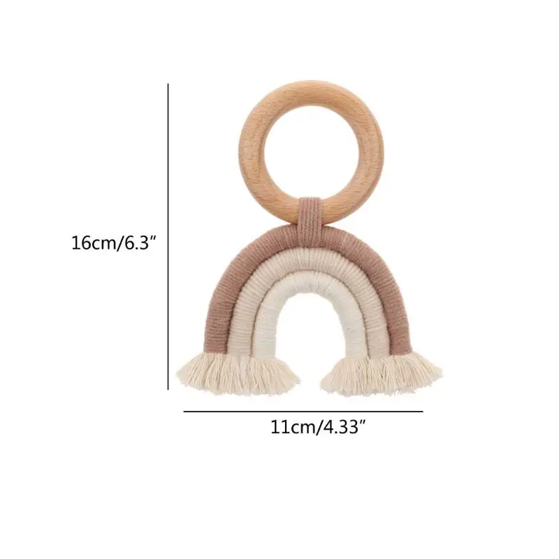 

Baby Teething Ring Tassel Macrame Wooden Boho Baby Teether Stroller Gift Decoration Toys Shower Gift