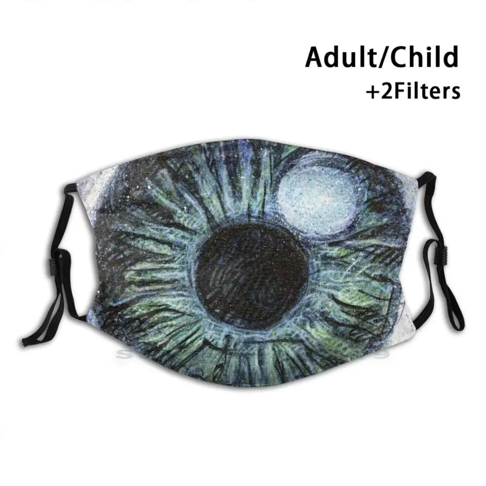 

Глазного яблока печати многоразовый Pm2.5 фильтр DIY маска для полости рта дети ужас глазного яблока зеленую радужной оболочке глаза воображен...