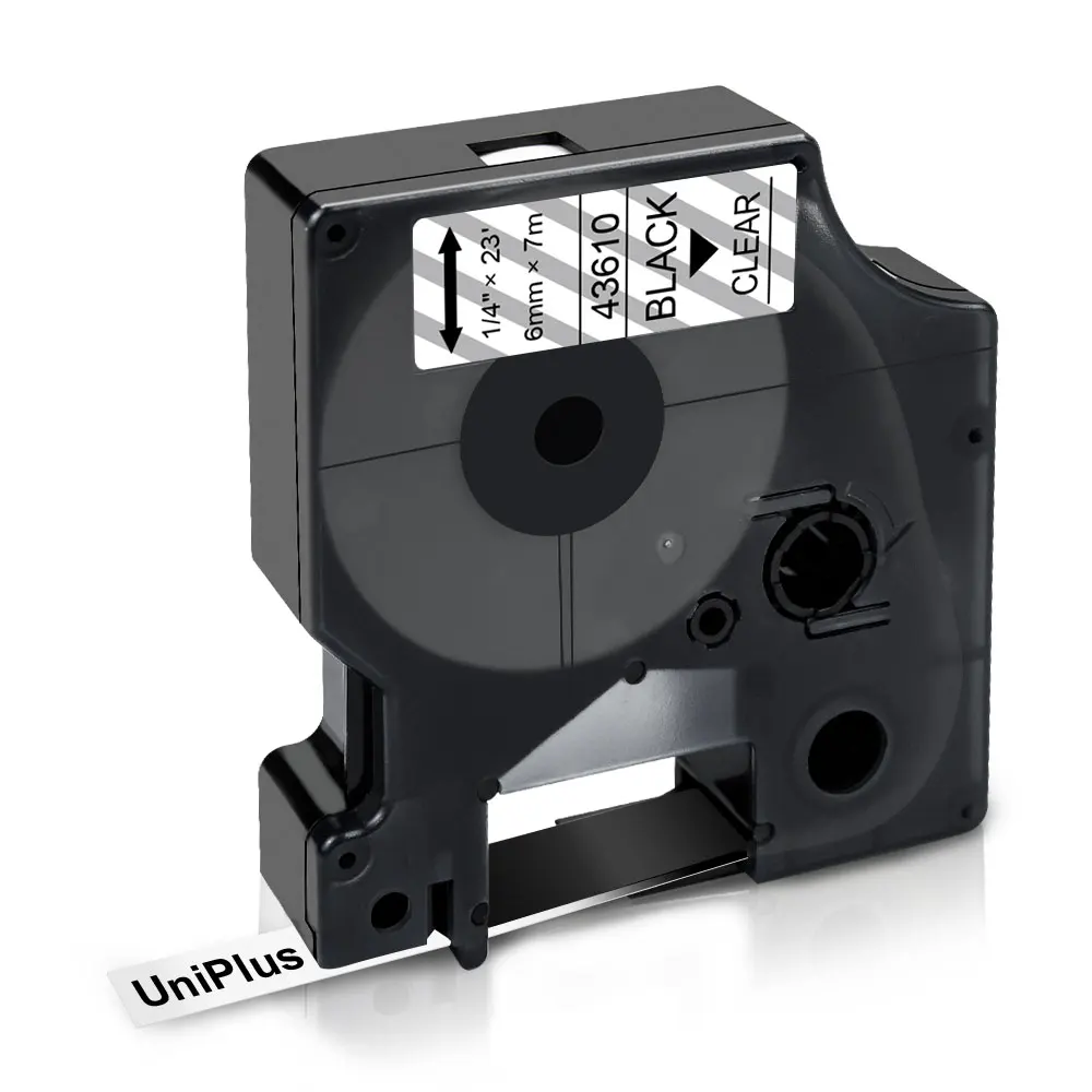 UniPlus 6 мм этикетки ленты для Dymo D1 43610 черный на прозрачной Совместимость LabelManager 160